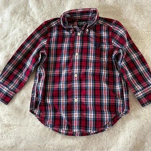 Chaps 2T red‎ and blue plaid button down shirt